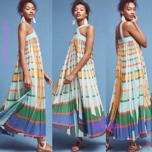 Anthropologie Striped Maxi Dress in Blue and Green
